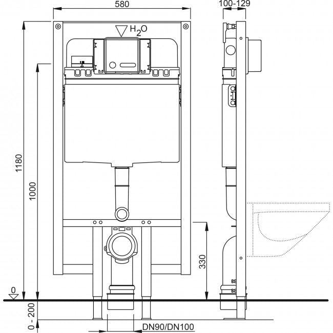 Wisa XF WC-element DF frontbediend ondiep inbouwreservoir
