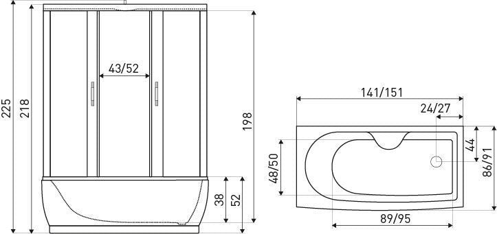 Douchecabine douchebad Kerra Mocca 151x91