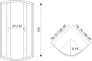 Douchecabine Luzi Black kwartrond 80x80x190 hoekinstap zwart
