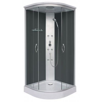 Gesloten douchecabine kwartrond 90x90x215 kitvrij Punto zwart