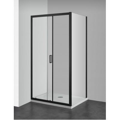Douchecabine 120x90 met softclose schuifdeur Sanotechnik Elite mat zwart profiel