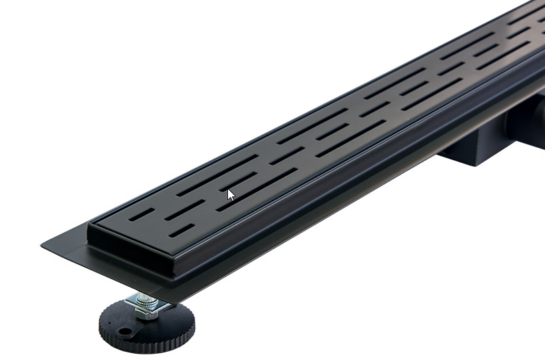 Luzi douchegoot met flens mat zwart 90x7