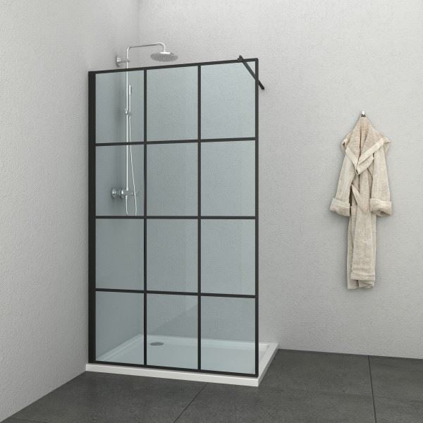 Douchewand met zwart raster 100x195 Sanotechnik Soho Black