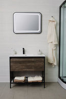 Staand badmeubel Soho black 90cm grijs eiken mat zwart