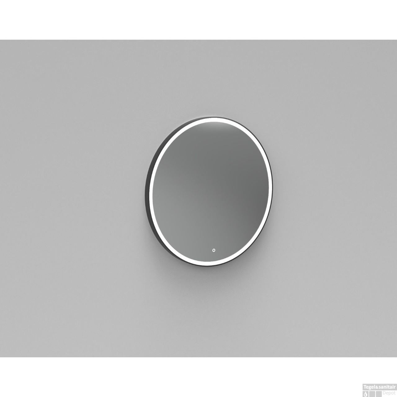 Badkamerspiegel Luzi Reflect Two 80 cm rond met LED mat zwart