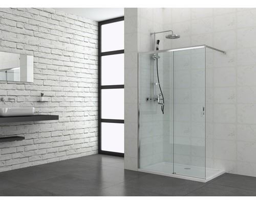 Douchewand 120x195 met schuifdeur Elite chroom