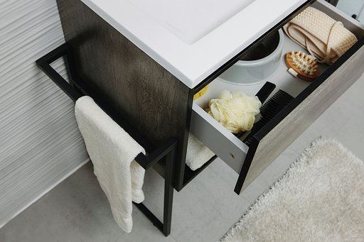 Badmeubel 120 x 46 cm Soho Zwart grijs eiken Mat zwart