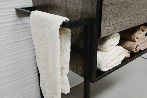 Badmeubel 120 x 46 cm Soho Zwart grijs eiken Mat zwart