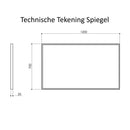 Badkamerspiegel 120x70 Luzi Reflect One mat zwart LED