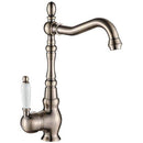Nostalgische keukenkraan met L uitloop Evora antiek messing