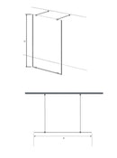 Sanotechnik Free vrijstaande douchewand 120x195cm met anti-kalk coating mat zwart