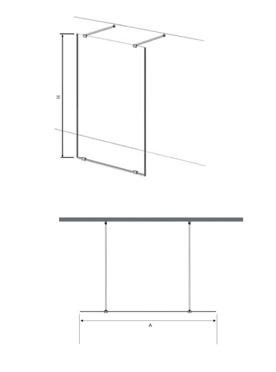 Sanotechnik Free vrijstaande douchewand 110x195cm met anti-kalk coating mat zwart