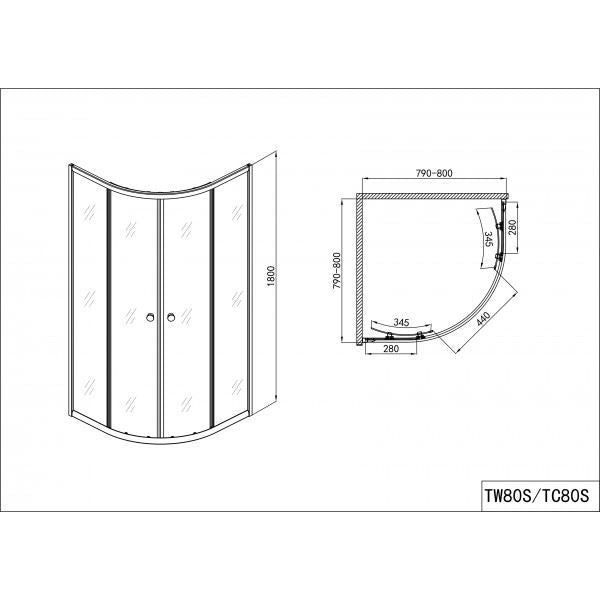 Sanodusch douchecabine 80x80x180 wit profiel met decor