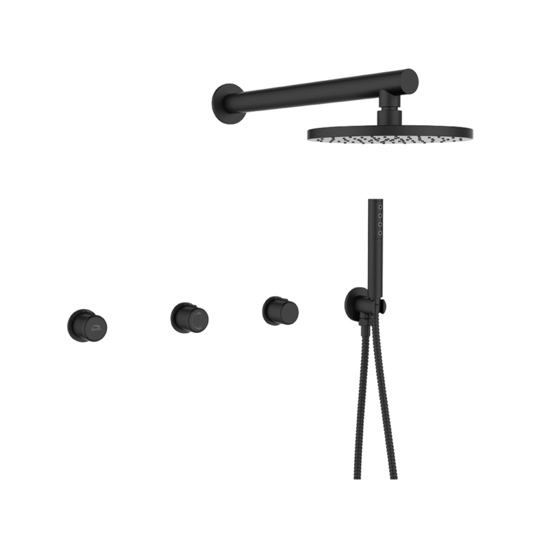 Inbouw Doucheset 3 Knops Mat Zwart Laveo Pretto