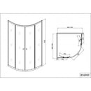 Douchecabine 90x90x190 kwartrond B26 met 2 deuren chroom
