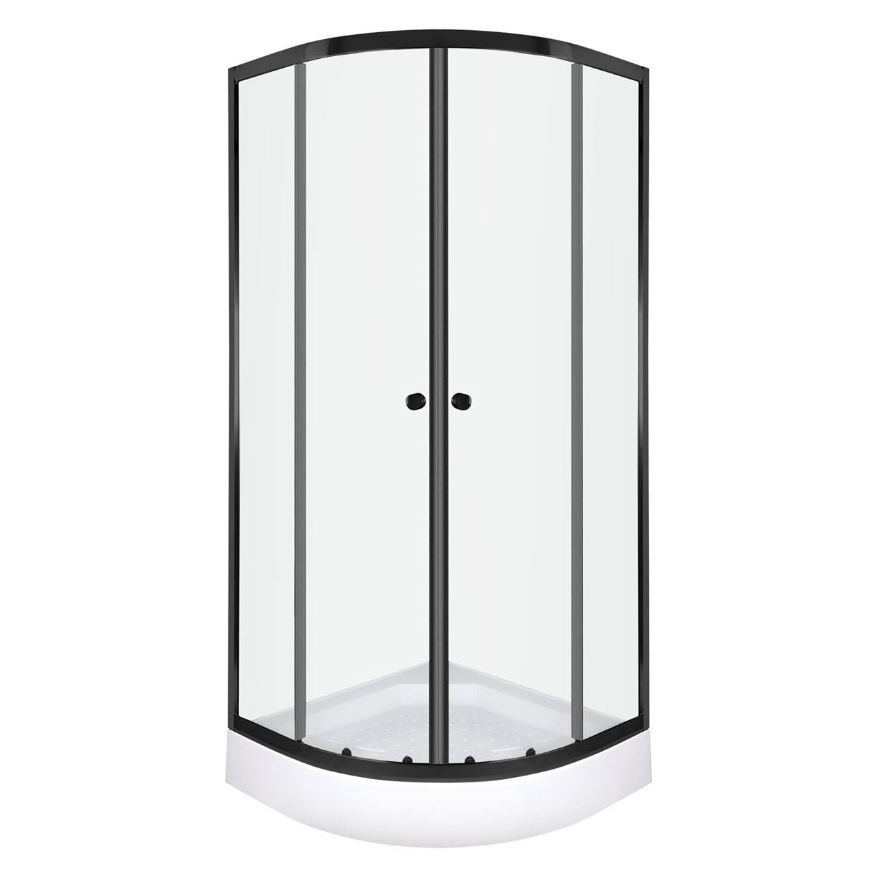 Douchecabine 80x80x195 kwartrond met douchebak Olga zwart