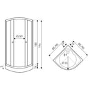 Douchecabine 90x90x195 kwartrond met douchebak Olga