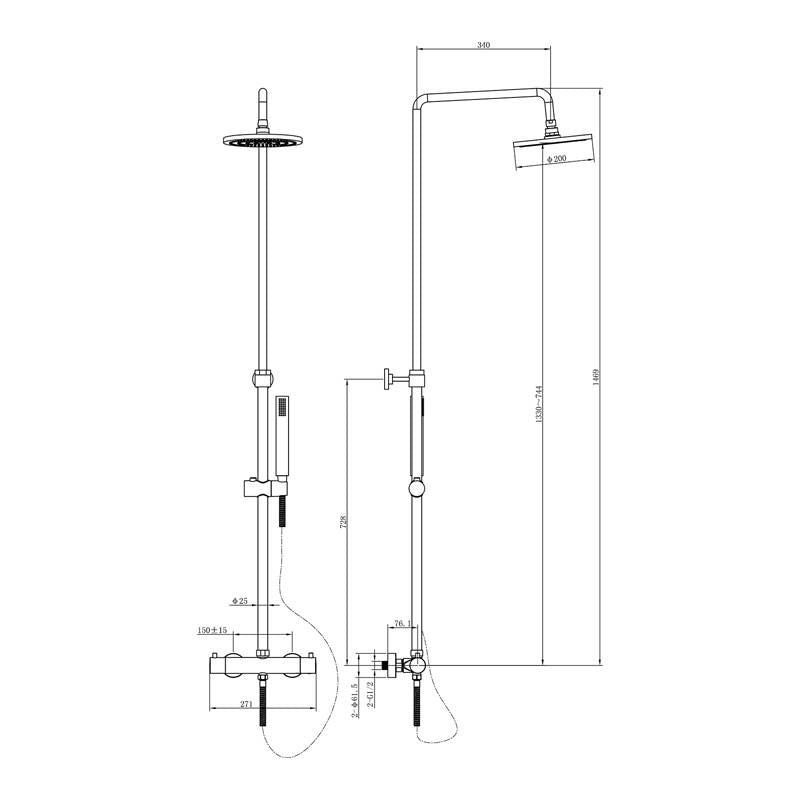 Opbouw Doucheset Thermostatische Kraan Luzi Rond Chroom