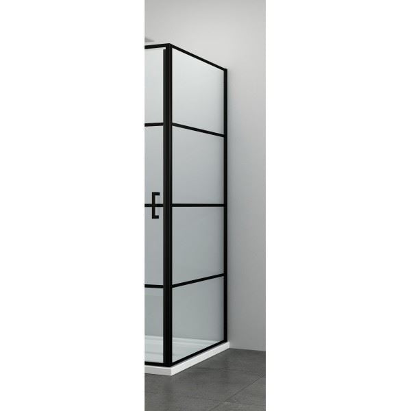 Sanotechnik Stripe zijwand 90x195 mat zwart profiel