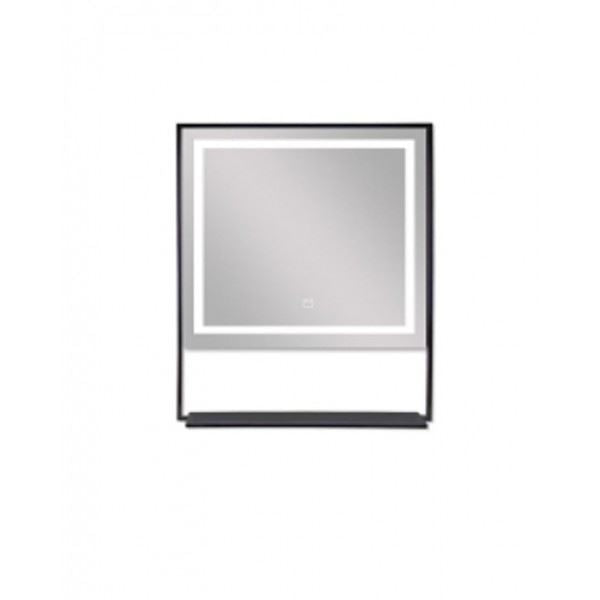 Badkamer LED spiegel 60x80 SOHO black mat zwart met planchet