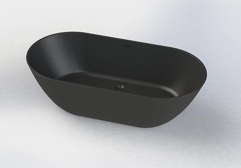 Vrijstaand ligbad 175x85 Cusco Cast Marble mat zwart AR