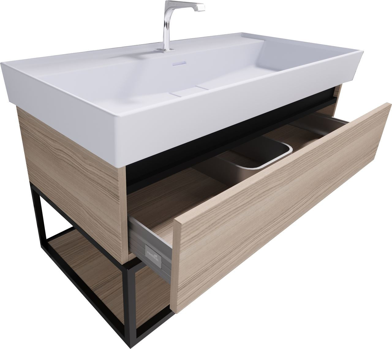 Sharp badmeubel 60x47 mat zwart regaal