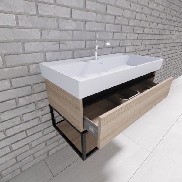 Badmeubel Sharp 60 x 47 Mat zwart regaal