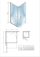 Douchecabine 90x90x195 Elegance met draaideur