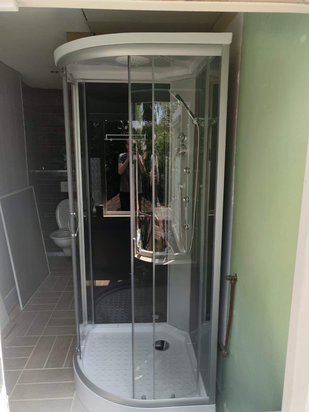 Gesloten douchecabine 90x90x215 kwartrond kitvrij Relax zwart