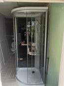 Gesloten douchecabine 90x90x215 kwartrond kitvrij Relax zwart