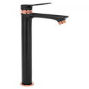 Hoge wastafelkraan mat zwart / rose goud Rea Viral