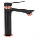 Halfhoge wastafelkraan mat zwart / rose goud Rea Viral