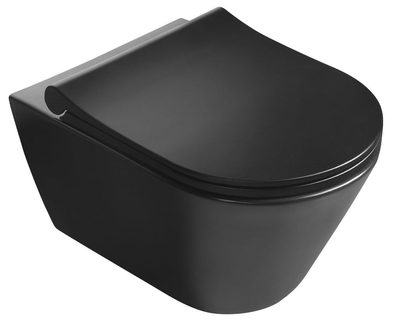 Bidet toilet rimless mat zwart Avva 35x5x53cm