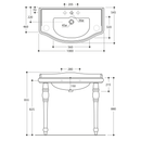 RETRO steunpotenset voor wastafel 100cm