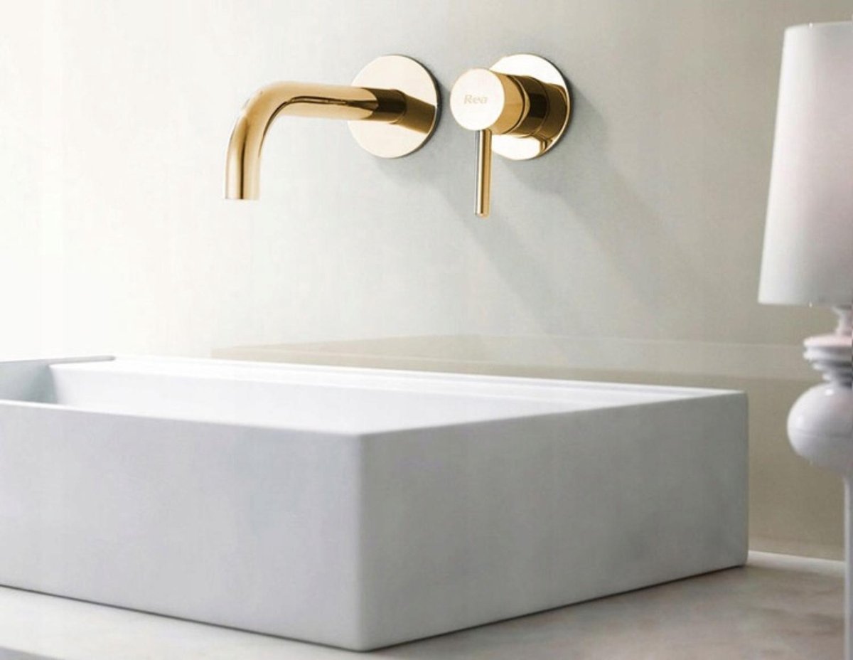 Inbouw eenhendel wastafel kraan Rea Lungo glans goud