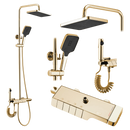 Opbouw doucheset goud / mat zwart met planchet Rea Rob