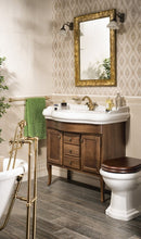 Retro staand wastafelmeubel 89x48 beuken massief hout