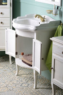 Retro staand wastafelmeubel 60x45 oud wit massief hout