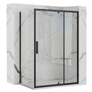 Douchedeur met vaste wand mat zwart profiel Rapid Swing 120x195cm