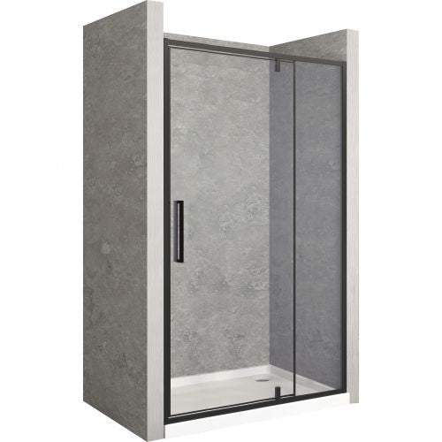 Douchedeur met vaste wand mat zwart profiel Rapid Swing 120x195cm