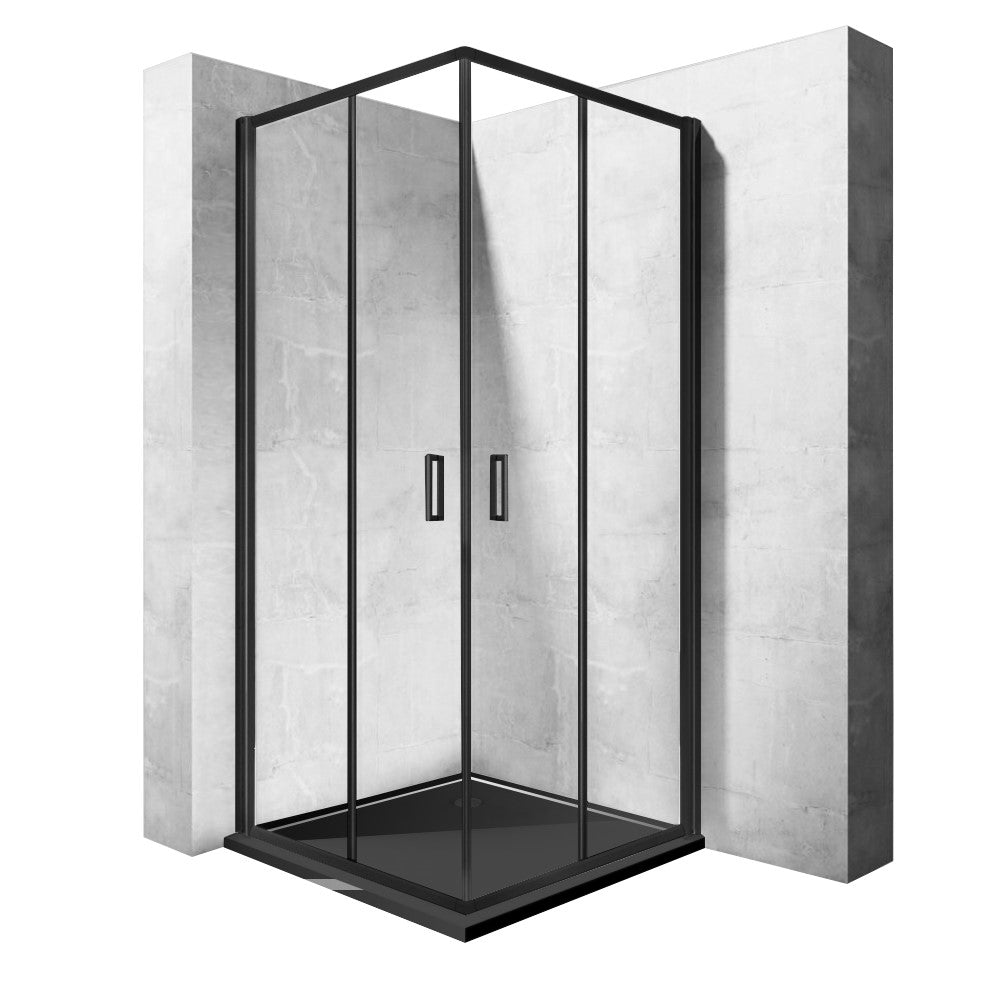 Detail van glas en mat zwart van Rea Punto douchecabine
