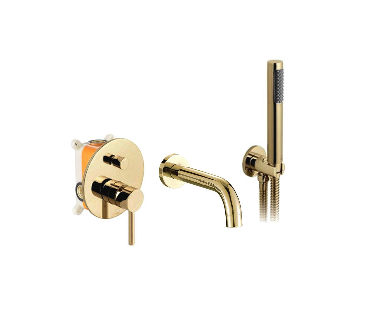 Inbouw badkraan set Rea Lungo met handdouche glans goud