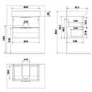 Ondiep Badmeubel Met Wastafel 60x41,5 Neon wit 2 softclose laden