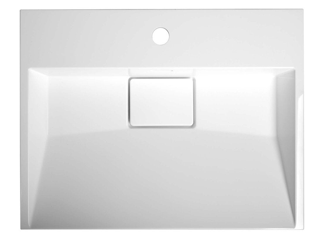 Wastafel 60x45cm Amur Cast Marble vrij hangend rechthoek wit