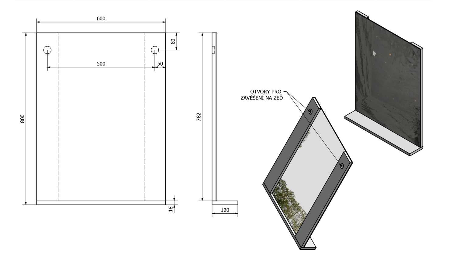 Spiegel Beta 60x80 inclusief planchet