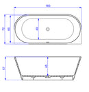 Ligbad Arcqua Pinto Back to wall Half Vrijstaand