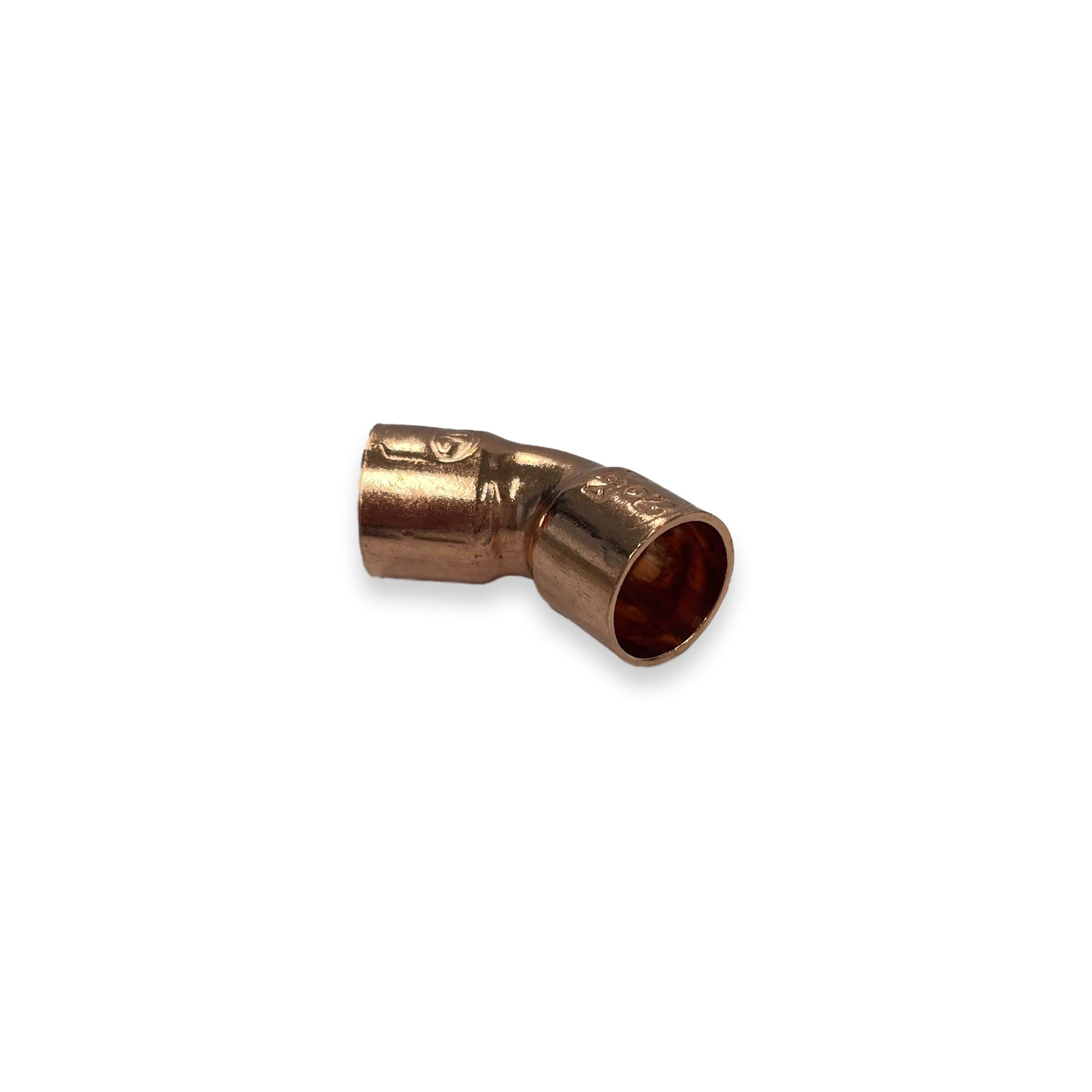 Bocht roodkoper 22 x 22 mm 45°