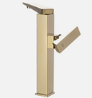 Hoge wastafelkraan Rea Levi, draaibare uitloop mat zwart/Goud