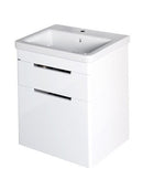 Badmeubel Ella 50x65x40 2 softclose laden incl. keramische wastafel hoogglans wit