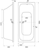 Ligbad 190x80x48cm Wavedesign Amarante